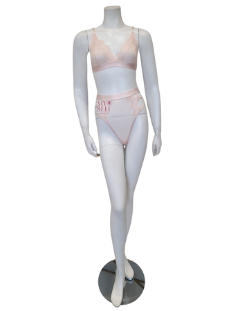 Oh La La Cheri 40-11136 Pink Whip Soft Lace Bralette Set myselflingerie.com